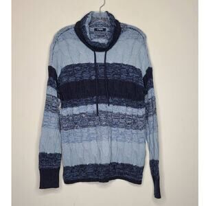 Chaps blue stripe cowl neck long sleeve sweater - medium